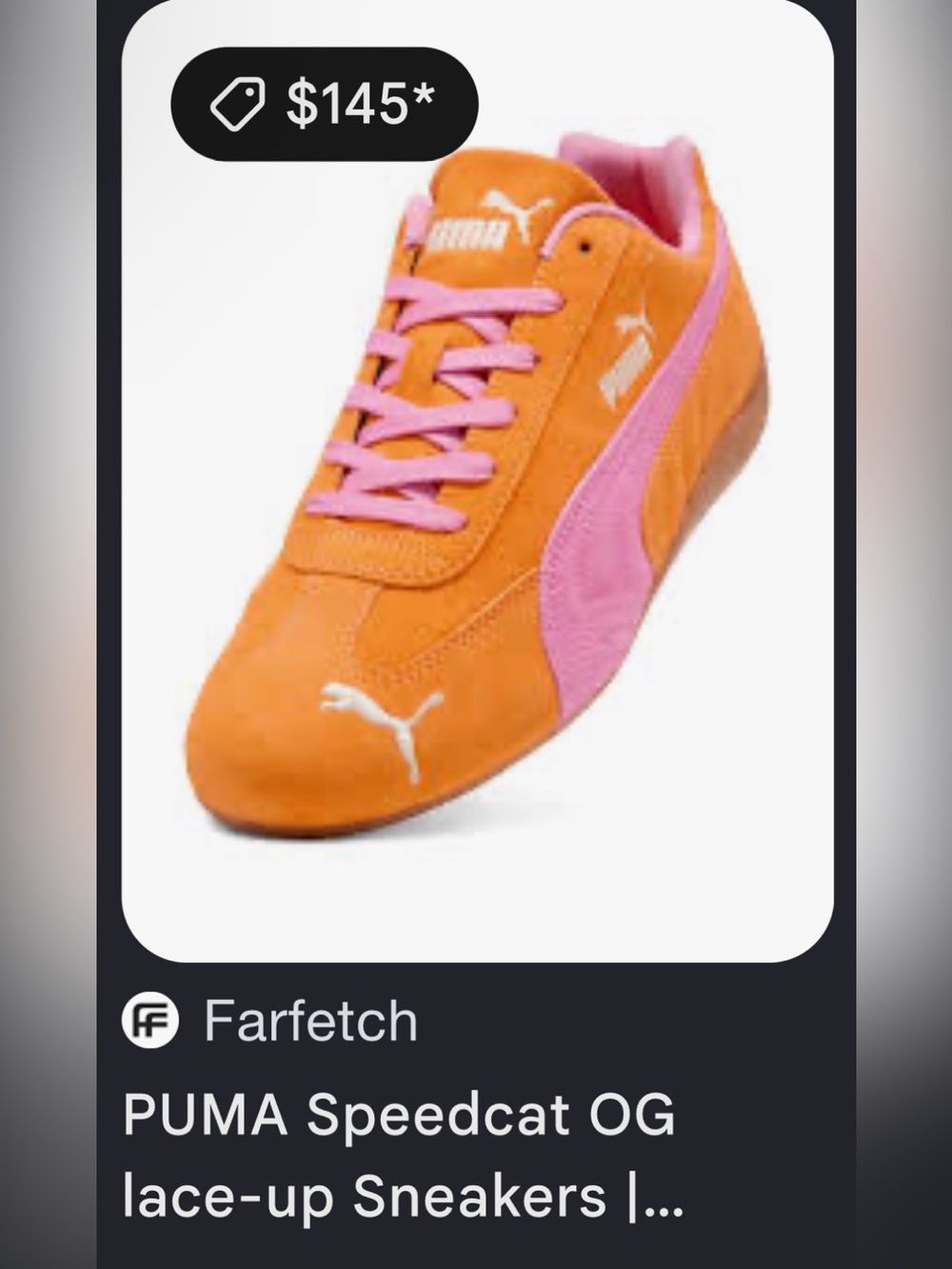 Puma Speedcat OG Women’s Sneakers — Orange with Pink Accents
